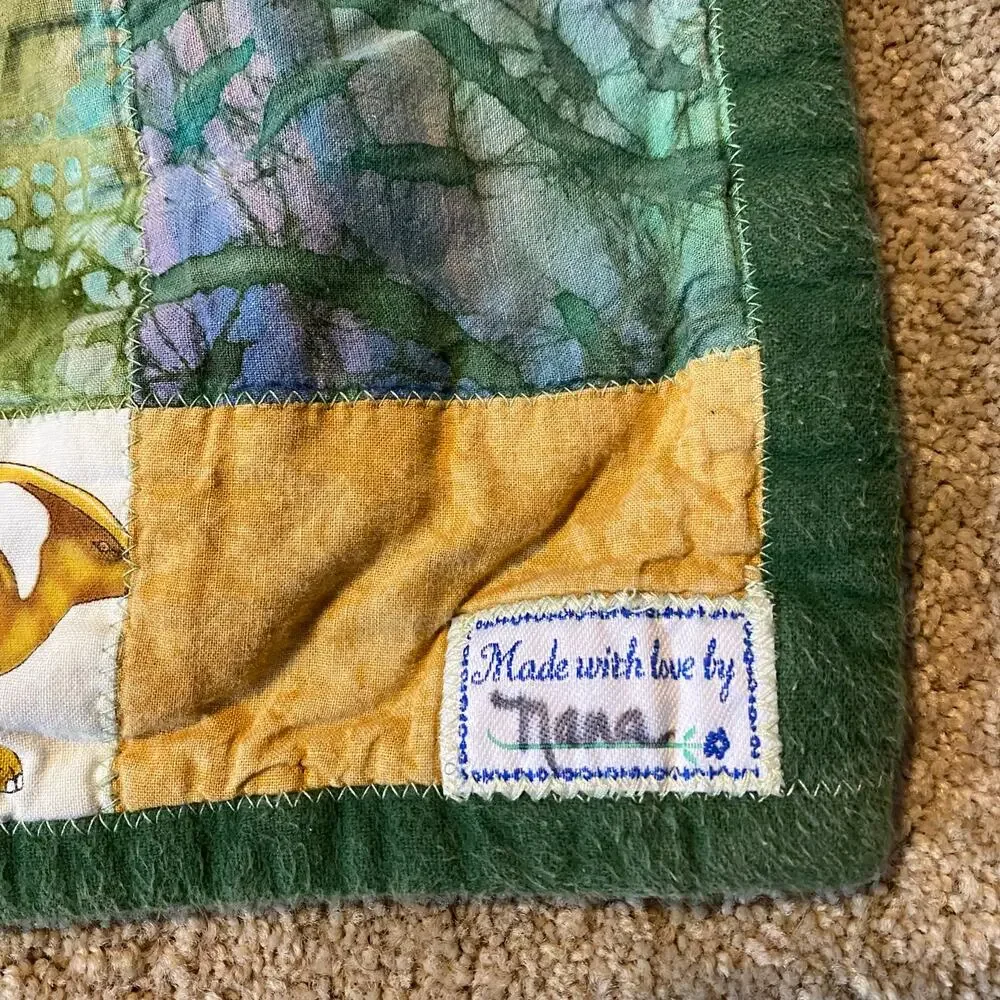 Handmade Dinosaur Quilt Twin Size Comforter 71x 87